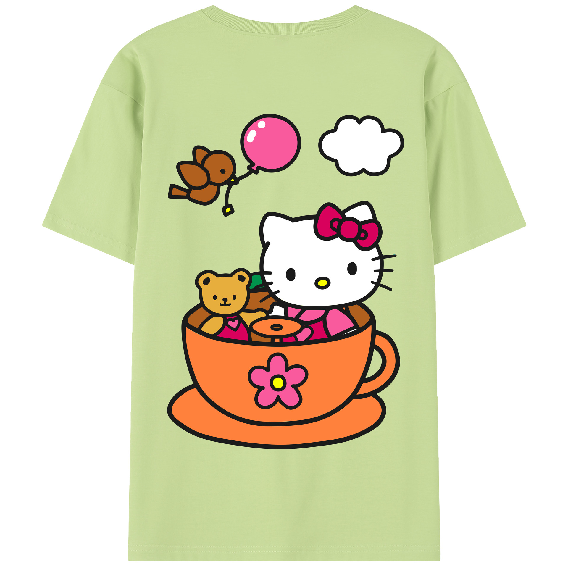 （画像用） Hello Kitty ハローキティ 綿100％半袖Tシャツ（背面プリント）